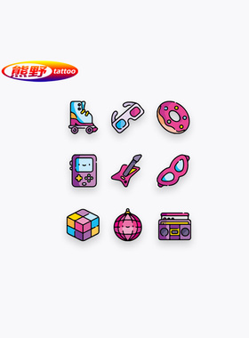 熊野|每当迪斯科音乐又响起复古未来高级感ins风防水持久纹身贴纸