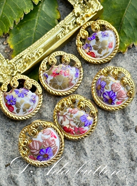 jp29 21mm 新古典金色鸟语花香订制钮扣 真的很美