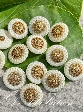 M140 21mm 米色蜂巢复古金装饰钮扣 珍藏的时光