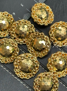 M182-21mm 欧洲锁链花边金色装饰复古钮扣