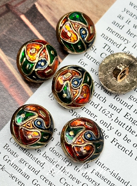 v051 18mm羅馬假期復古琺瑯鈕扣 一起慢慢變老
