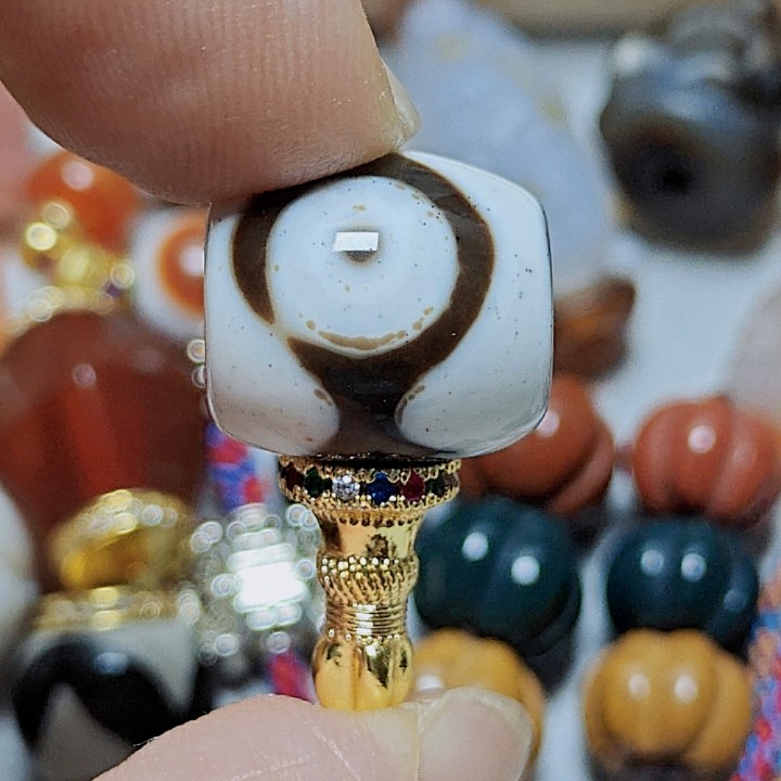 3166玛瑙三眼渗透天珠分体佛塔三通配件项链文玩挂件手串配饰品