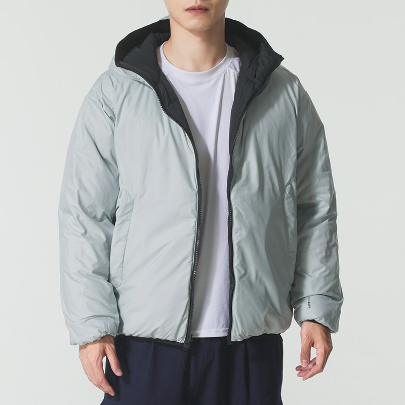 阿迪达斯男士运动服冬季连帽羽绒服双面穿宽松保暖户外休闲外套