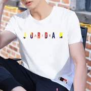 Nike Nike nam 2019 hè mới AIR JORDAN đầy màu sắc LOGO thể thao Áo thun ngắn tay AT8943 - Áo phông thể thao