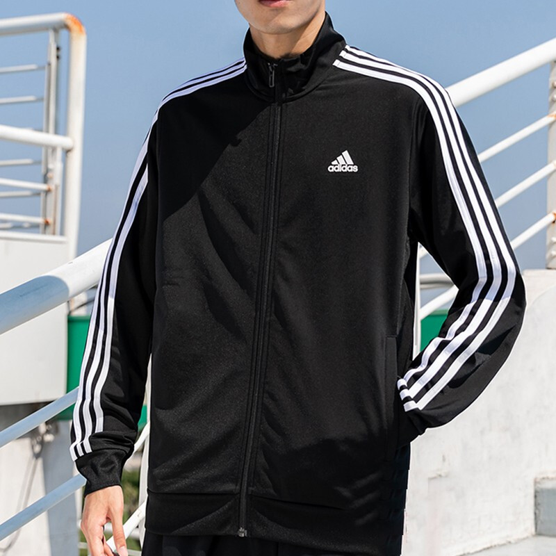 adidas阿迪达斯外套男装2026新款三条纹休闲运动服立领夹克H46099