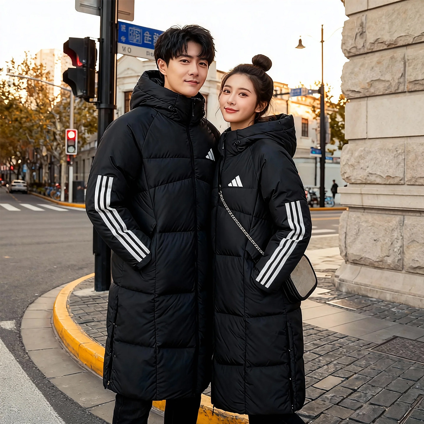 阿迪达斯adidas情侣长款男女户外防风保暖加厚运动休闲羽绒服