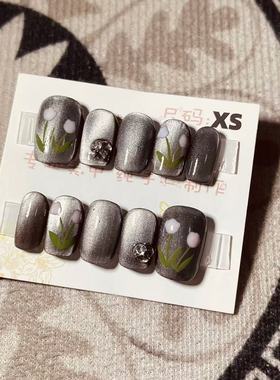 【D513】短方梯XS号 穿戴甲美甲光疗甲指甲片新娘甲假指甲贴片