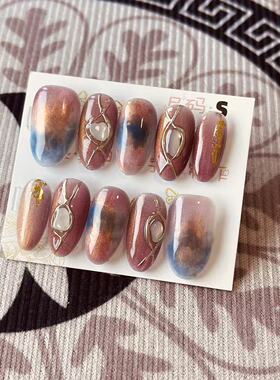 【D1225】中椭圆S号 穿戴甲美甲光疗甲指甲片新娘甲假指甲贴片