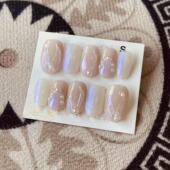 穿戴甲美甲光疗甲指甲片新娘甲假指甲贴片 椭圆S号 D605 日式