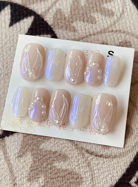 【D605】日式椭圆S号 穿戴甲美甲光疗甲指甲片新娘甲假指甲贴片