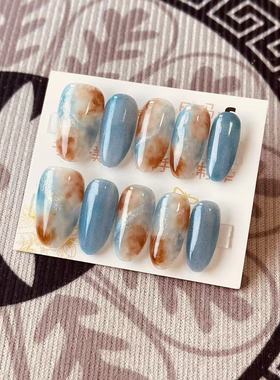 【D1175】中椭圆S号 穿戴甲美甲光疗甲指甲片新娘甲假指甲贴片