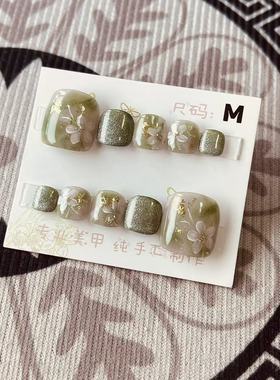 【J14】M码穿戴甲脚指甲贴片脚趾甲手工甲片新娘甲脚贴片