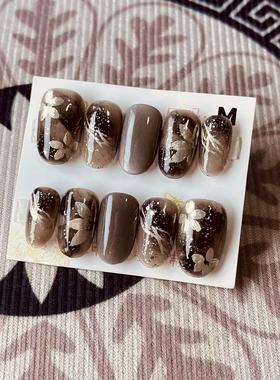 【D1266】日式椭圆M号 穿戴甲美甲光疗甲指甲片新娘甲假指甲贴片