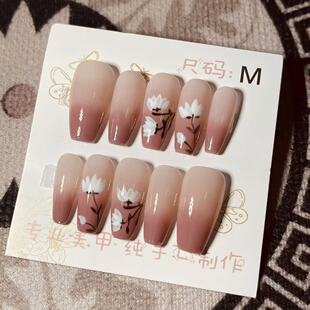 M号 长款 穿戴甲美甲光疗甲指甲片新娘甲假指甲贴片 D597