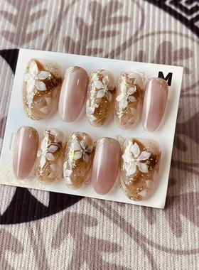 【D1204】中椭圆M号 穿戴甲美甲光疗甲指甲片新娘甲假指甲贴片