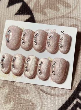 【D467】日式椭圆S号 穿戴甲美甲光疗甲指甲片新娘甲假指甲贴片