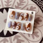 穿戴甲美甲光疗甲指甲片新娘甲假指甲贴片 椭圆S号 D1211 日式