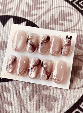 【D1170】日式椭圆M号 穿戴甲美甲光疗甲指甲片新娘甲假指甲贴片