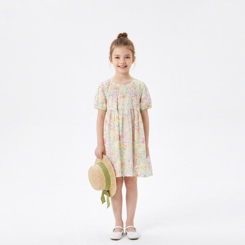 碎花连衣裙夏装短袖女孩公主裙子