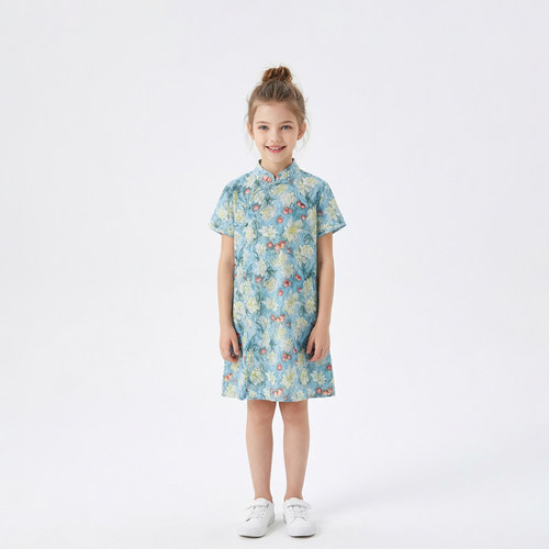 国风碎花裙夏装女孩公主连衣裙子