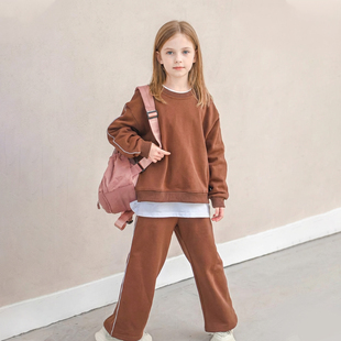 卫衣套装 Hello 圆领长袖 运动春加厚款 儿童洋气两件套A37 Emily童装