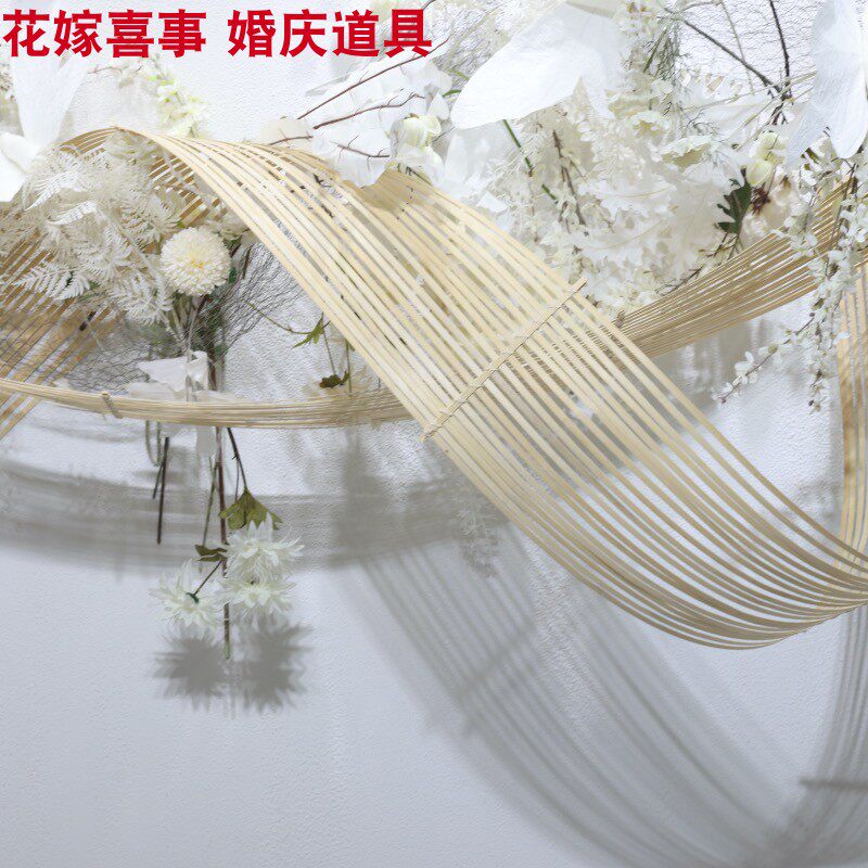 新DIY婚礼舞台布置竹艺竹编竹排竹篾条橱窗背景装饰婚庆道具