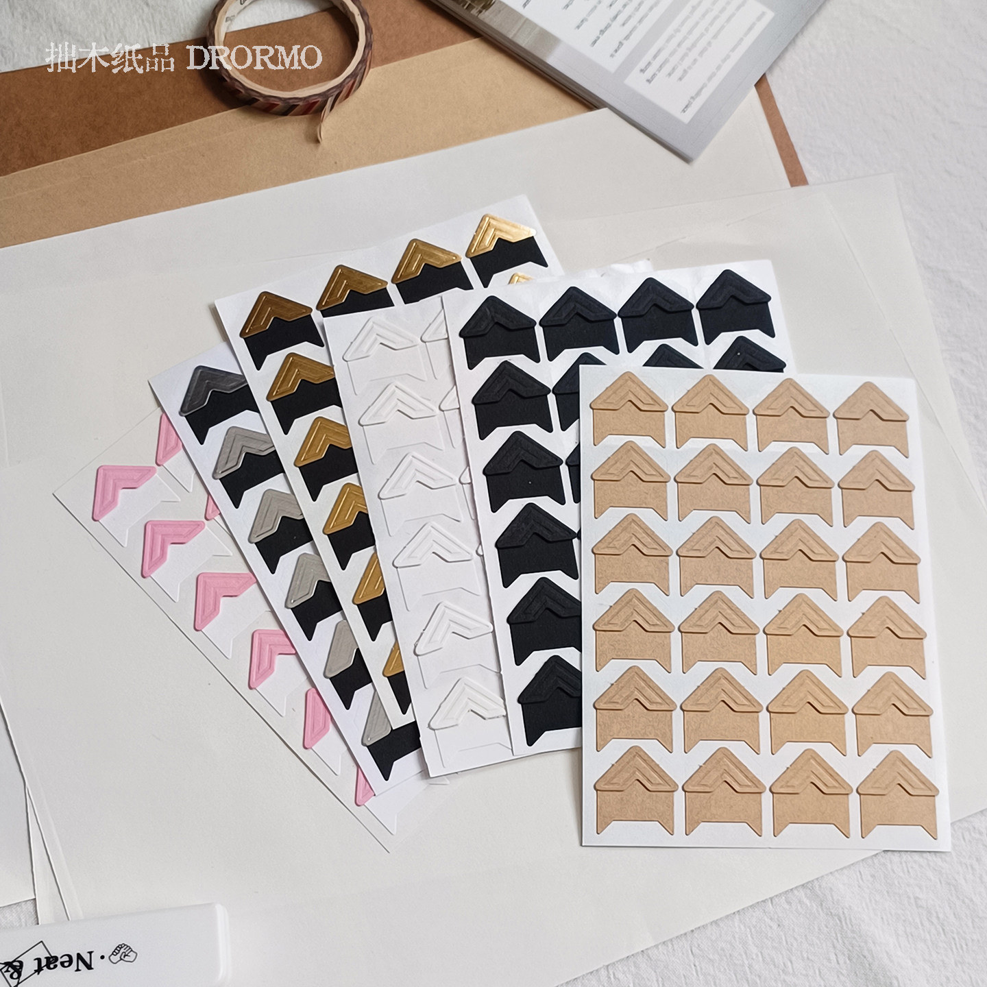 6张套组 纸质相片角贴 拙木纸品 DIY粘贴相册影集 配件工具材料
