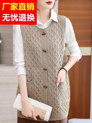 单排扣通勤中长款粗线衫羊毛2