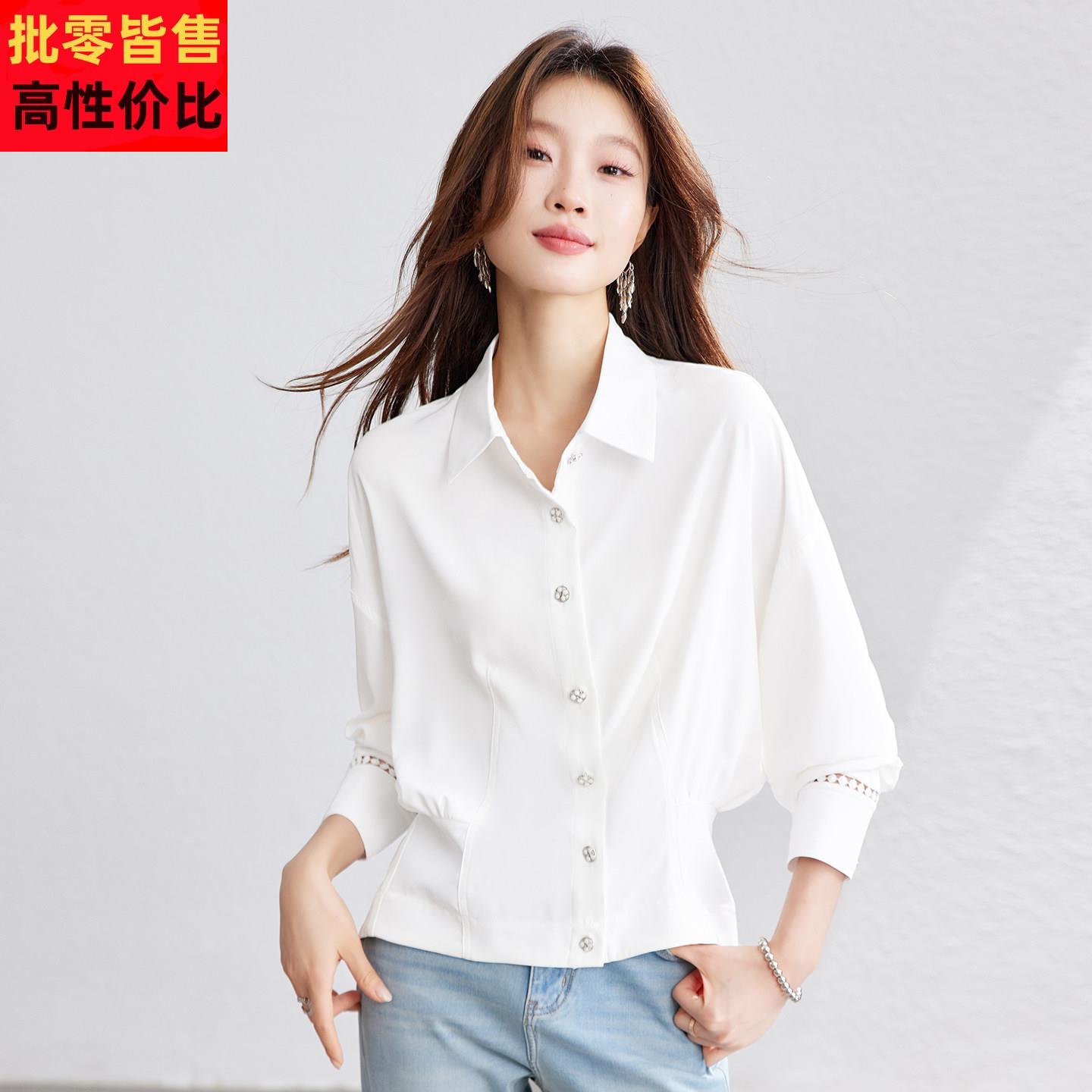 春装独特超好看镂空长袖收腰白衬衫女2026新款设计感褶皱掐腰上衣