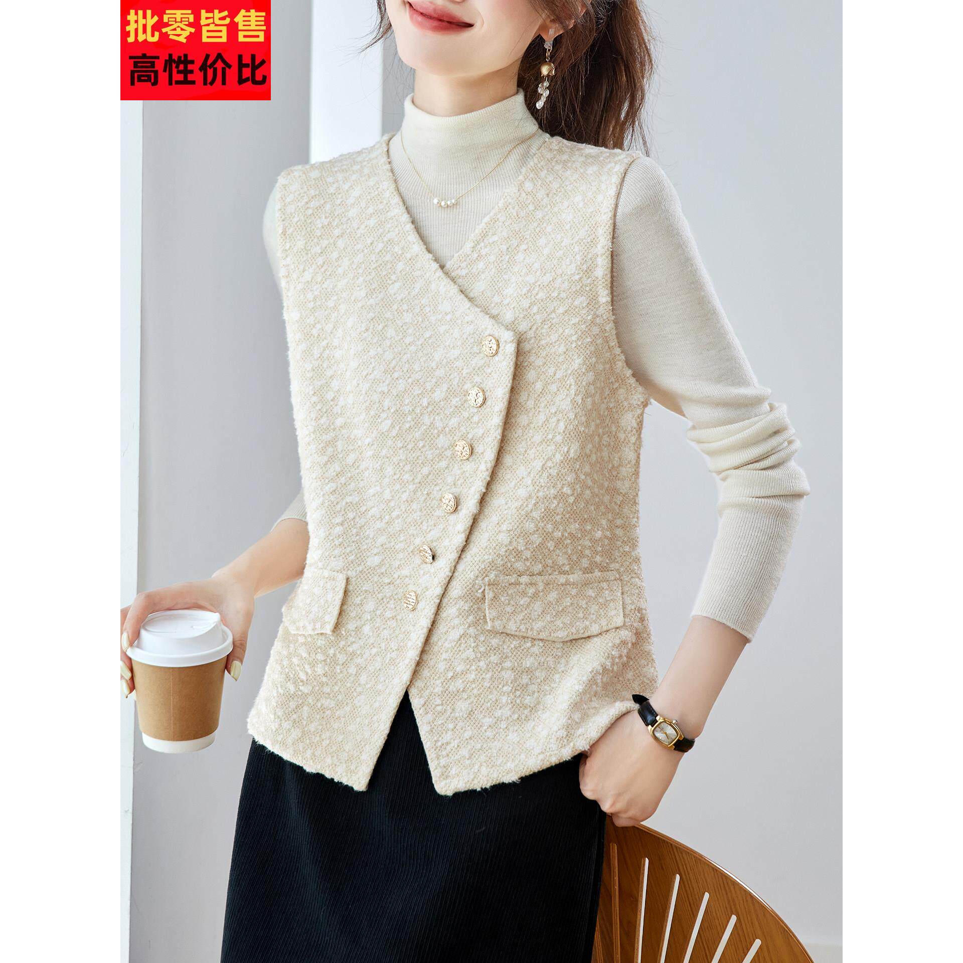 2025春秋季新款小香风坎肩叠穿马甲女装短款上衣外套薄款背心开衫