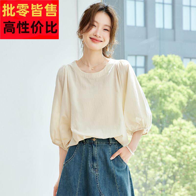 短袖衬衫女上衣夏季2025新款爆款薄款轻奢高级感五分袖五分袖衬衫