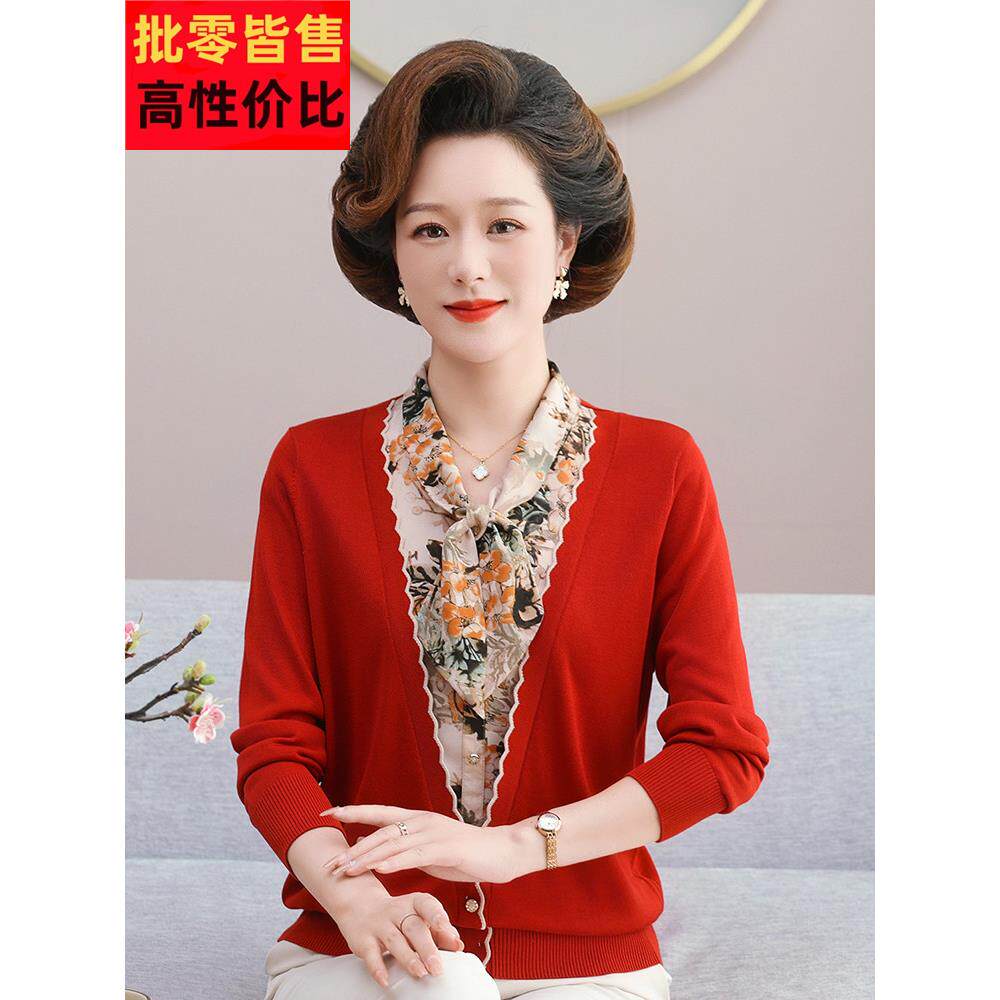 采购产品女装款式秋装,中年妇女喜庆婚礼衬衫,中老年婆婆春秋底