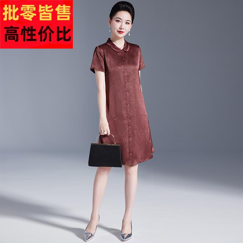 洋气妈妈夏装连衣裙2025新款今年流行爆款中老年女装时尚短袖裙子