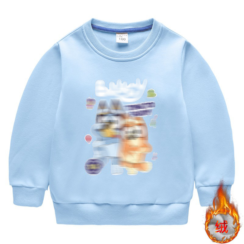 2026秋冬新款儿童加绒卫衣卡通狗狗不鲁伊男童圆领套头衫长袖上衣