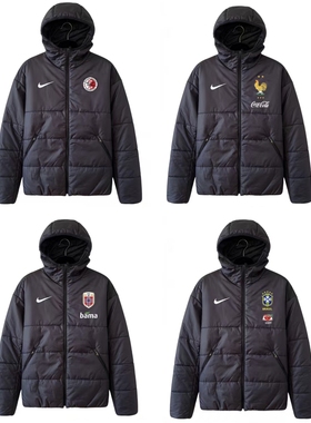 FD7703耐克NIKE国米马竞巴萨切尔西曼联巴黎足球连帽夹克棉袄棉衣