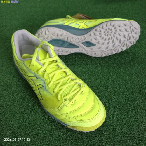 1111A218正品亚瑟士ASICS袋鼠皮碎钉TF加宽人工草低帮减震足球鞋