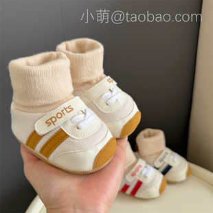 1岁男女宝宝学步鞋 婴儿鞋 12个月软底防滑不掉鞋 袜春秋新款