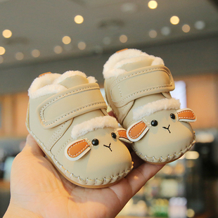 秋冬季一岁宝宝学步鞋软底3-6-12个月婴儿鞋子卡通可爱婴幼儿棉鞋
