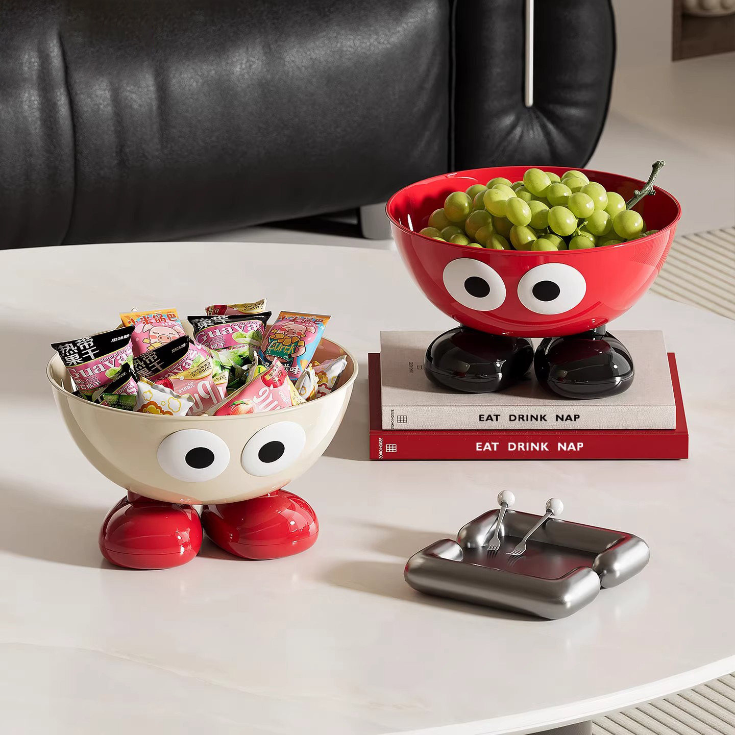 零食盘水果盘客厅茶几家用2026新款可爱新家乔迁果篮糖果坚果摆放