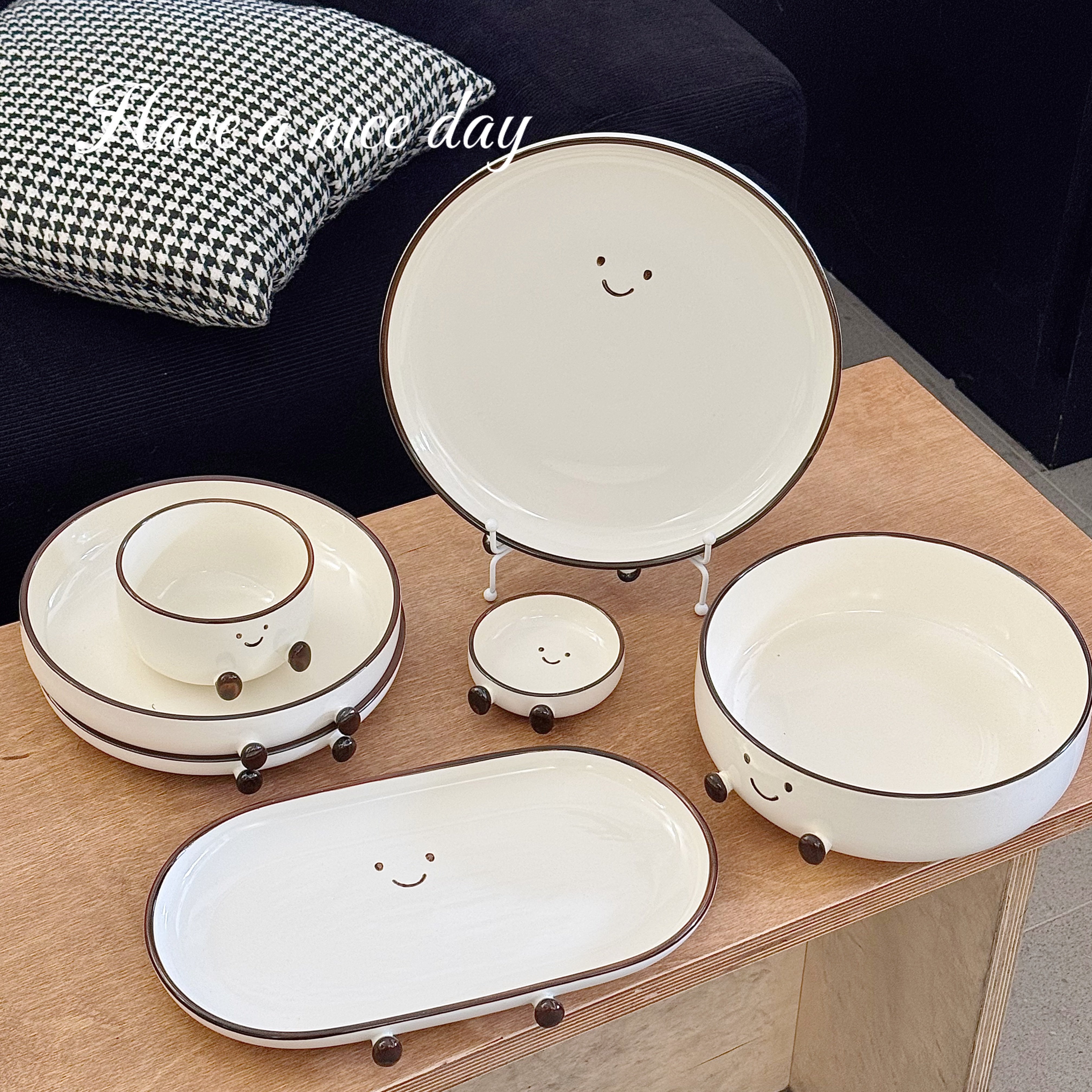 馨舒家可可豆笑脸陶瓷餐具套装家用釉下彩菜盘饭碗早餐盘乔迁礼物,餐饮具,餐具礼盒,淘宝优惠券,粉丝福利购,淘宝优惠卷