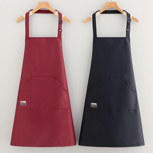 纯色防水防油围裙男女可调节挂脖厨房家用围腰餐饮专用上班工作服