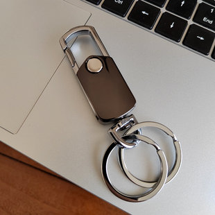 旋转金属腰挂钥匙扣开瓶器双环锌合金汽车钥匙圈激光刻字logo批量