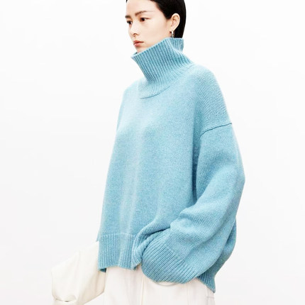 美拉德慵懒宽松弛温柔时尚洋气质针织衫外穿内搭高领大毛衣外套厚