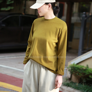 女 长绒棉卫衣宽松休闲慵懒叠穿t恤衫 2026春款 百搭打底T恤长袖