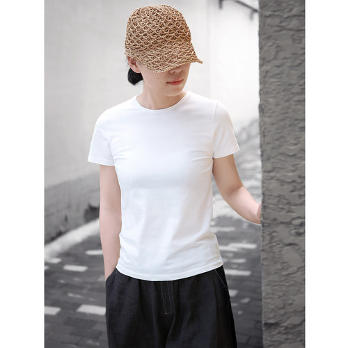 海岛棉短袖内搭贴身纯棉女T恤