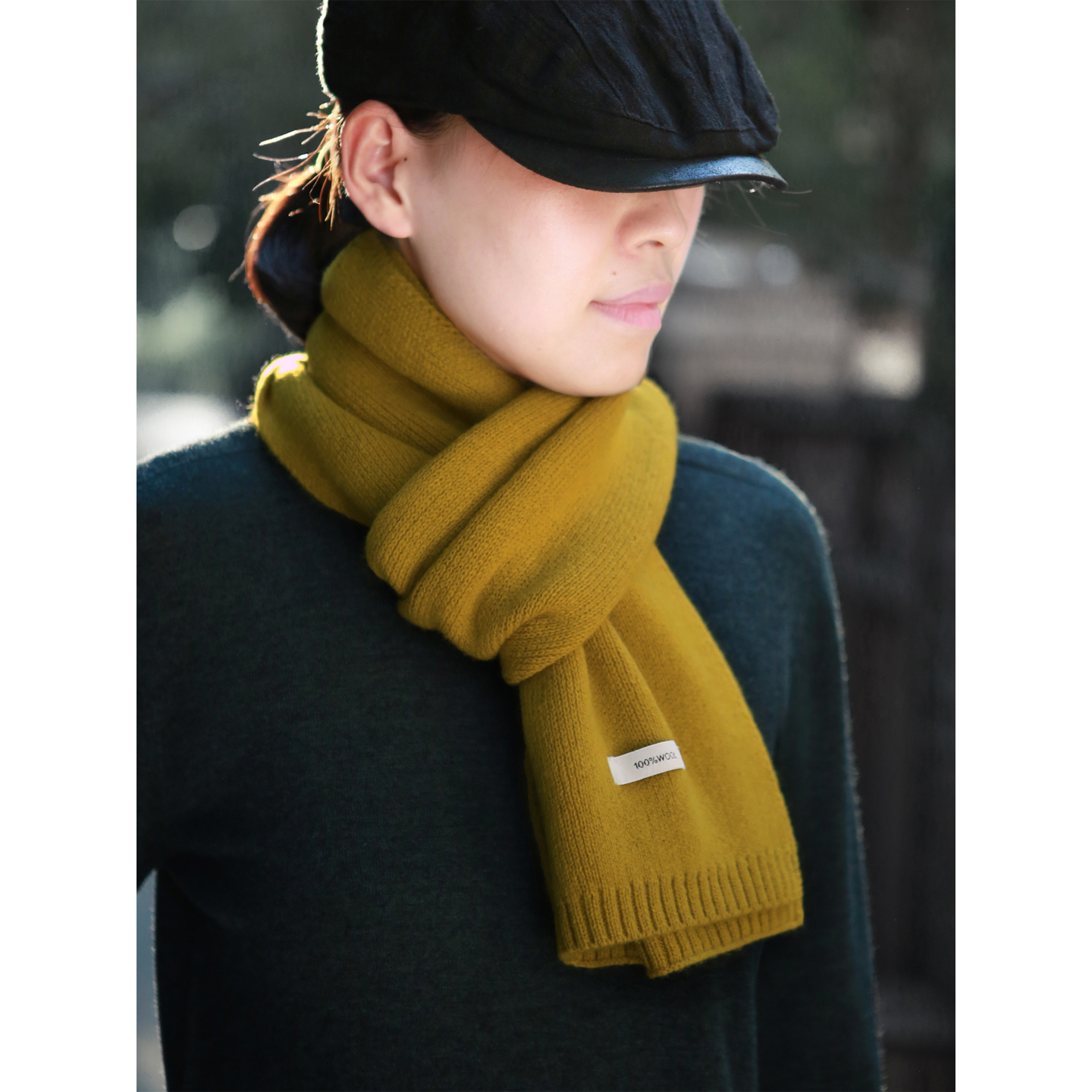 100%纯羊毛围巾男女同款冬季简约百搭保暖纯色情侣围巾氛围感穿搭