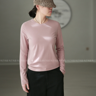 长袖 简约基础款 t恤衫 新疆长绒棉休闲外穿圆领针织衫 薄款 2026春季