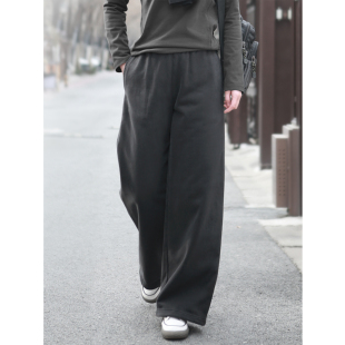 显腿长春秋做旧洗重磅针织长裤 宽松阔腿裤 女 休闲运动裤 2026春新款