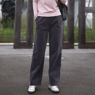 子灯芯绒长裤 女挂绒里百搭休闲舒适宽松裤 纯棉条绒直筒裤 2025冬季