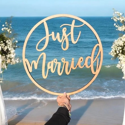 Just Married Wedding Photos Sign木质婚礼标志挂牌结婚派对装饰
